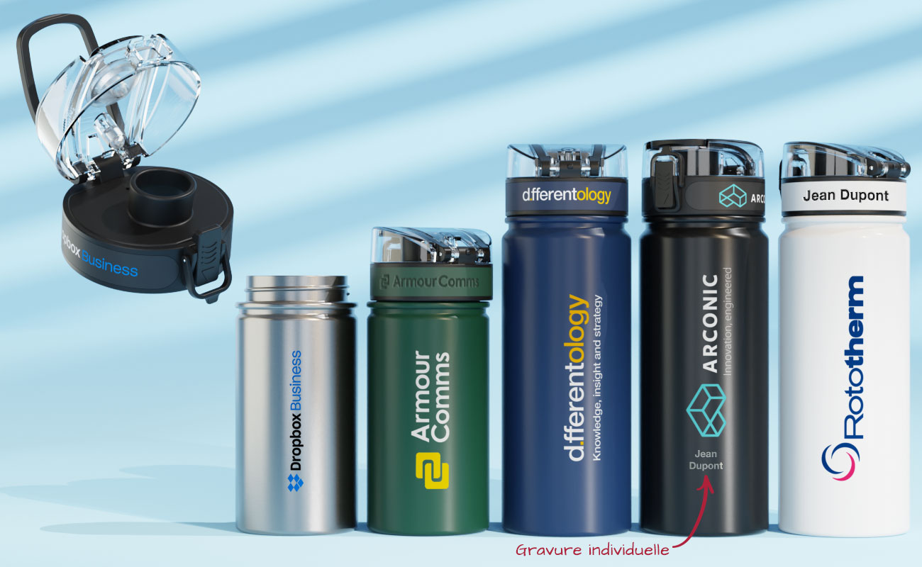 Promotional vacuum insulated water bottles branded with logo