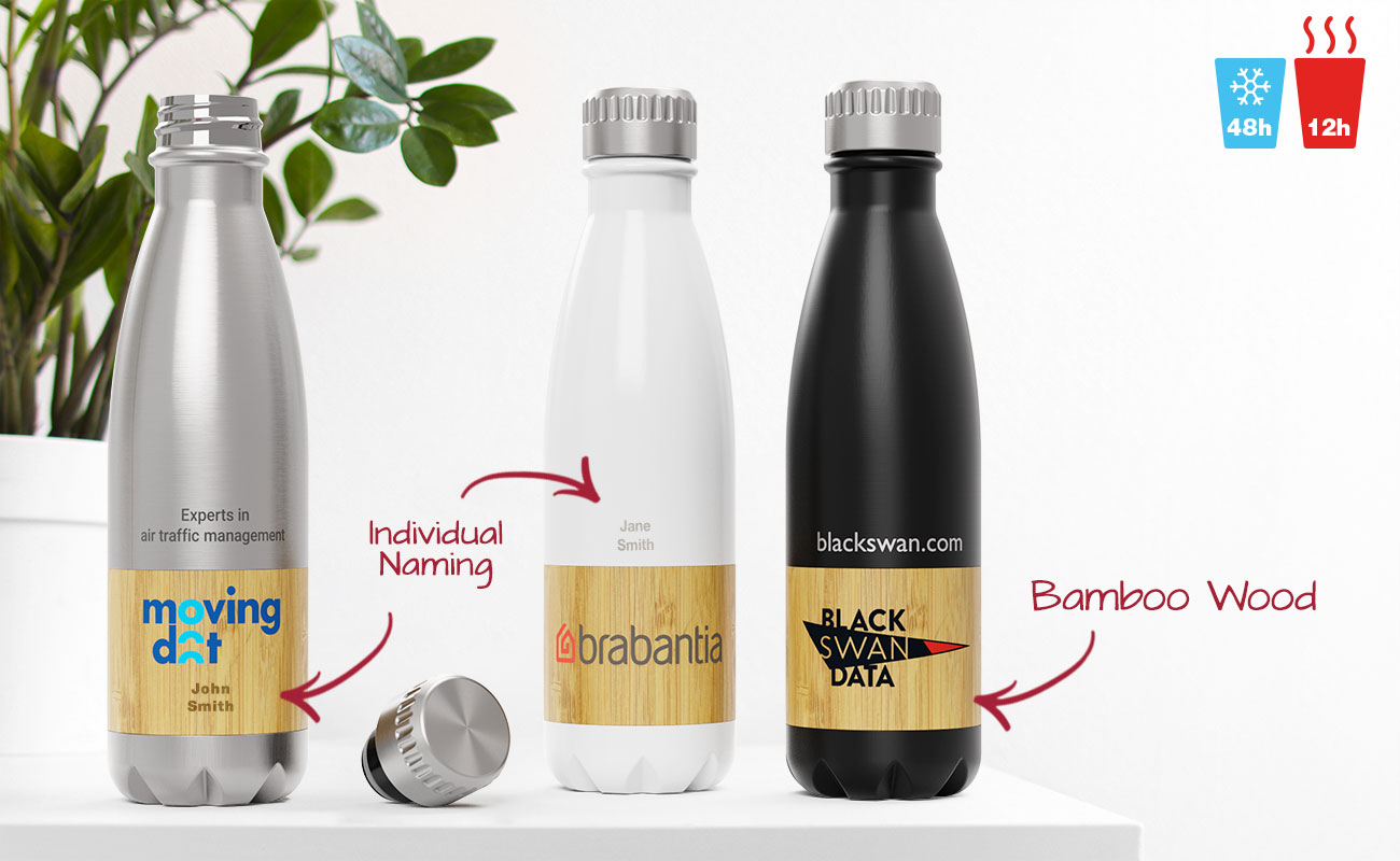 Custom Branded Water Bottles with Bamboo